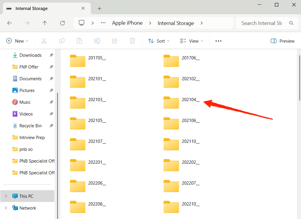 Inside internal storage, you will see multiple alphanumerical folders. These folders will contain your photos and videos along with other system files.