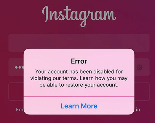 Instagram Account Disabled