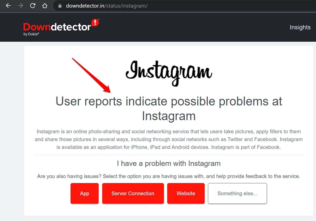 Instagram downdetector status