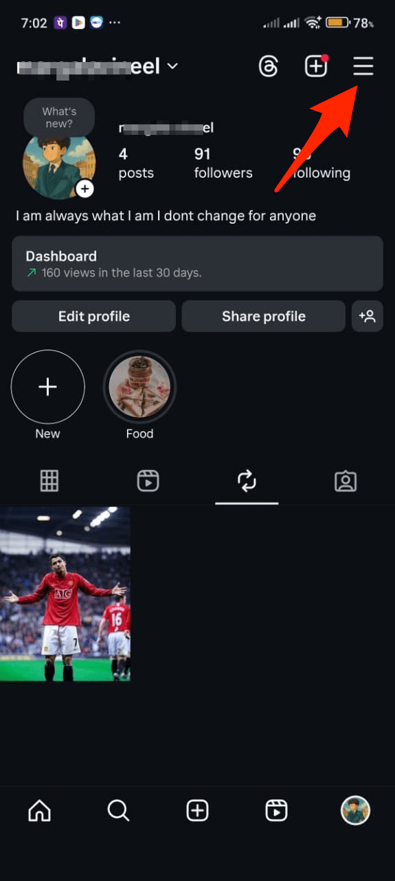 hamburger menu option