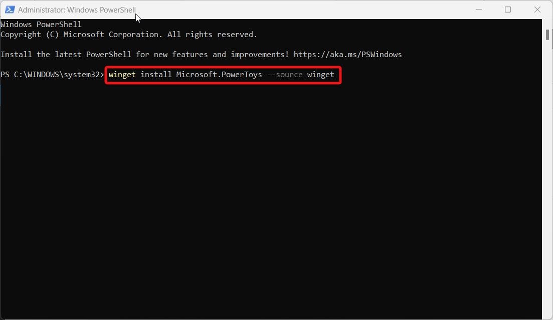 Install PowerToys using Microsoft PowerShell