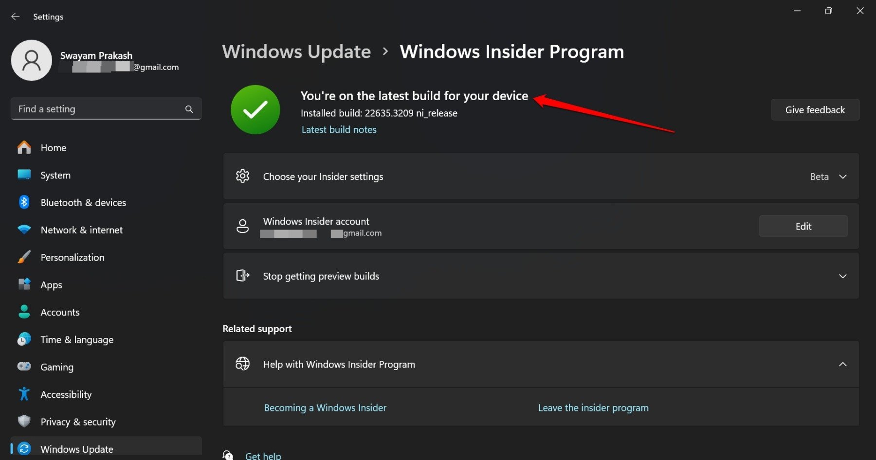 Install Windows insider build