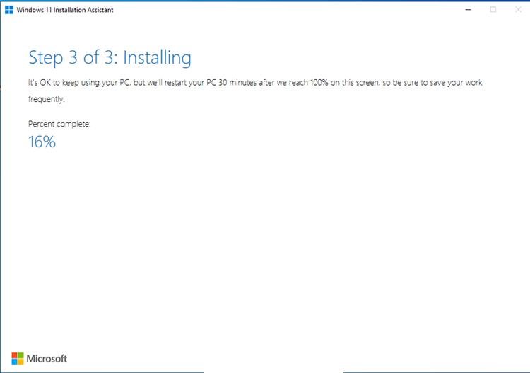 Установка Windows 11 с помощью Помощника установки