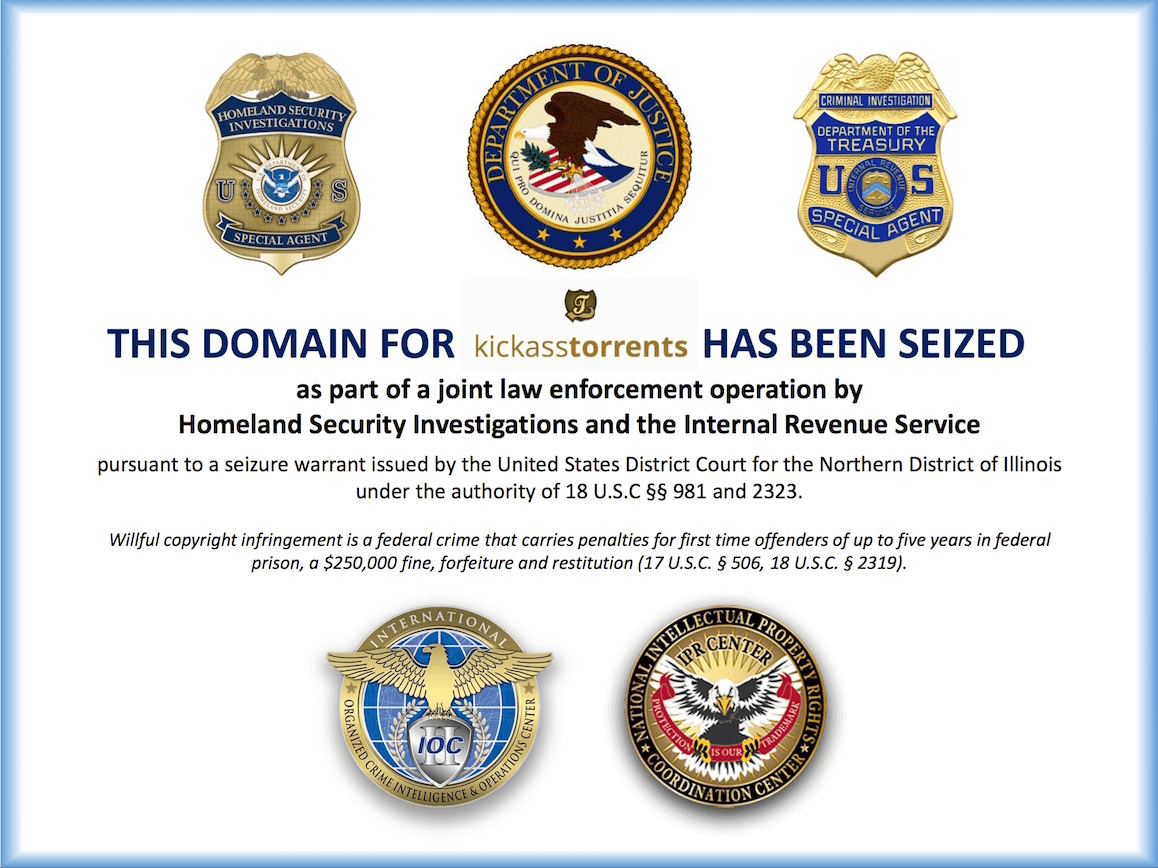 Kat domains like kat.cr, kickasstorrents.com, kickass.to, kat.ph, kastatic, thekat.tv etc. all are seized and taken down by the US Government