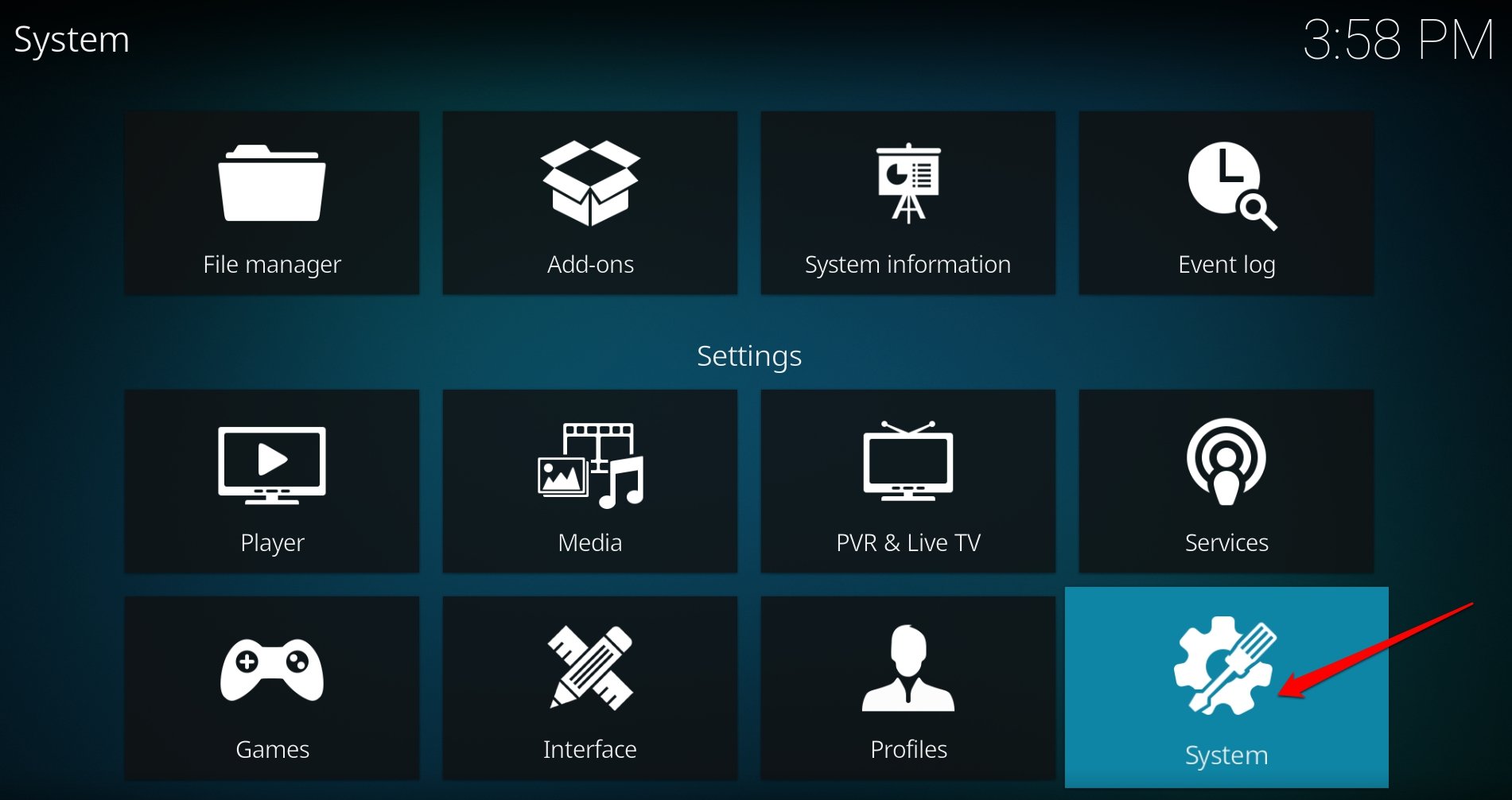 Kodi system settings