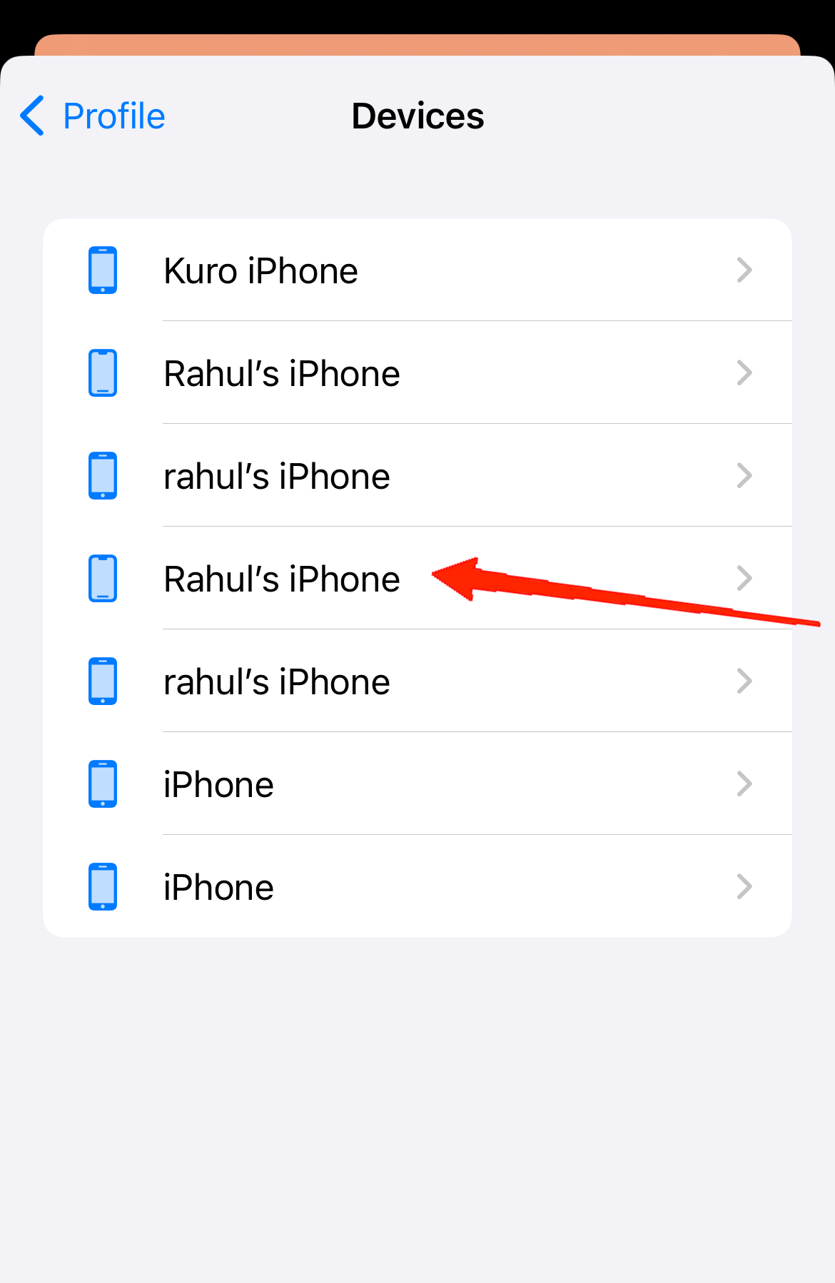 Lastly, click on your iPhone's name