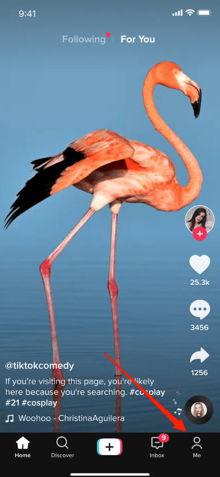 Launch the TikTok app and tap on the Profile icon at the right-bottom corner.