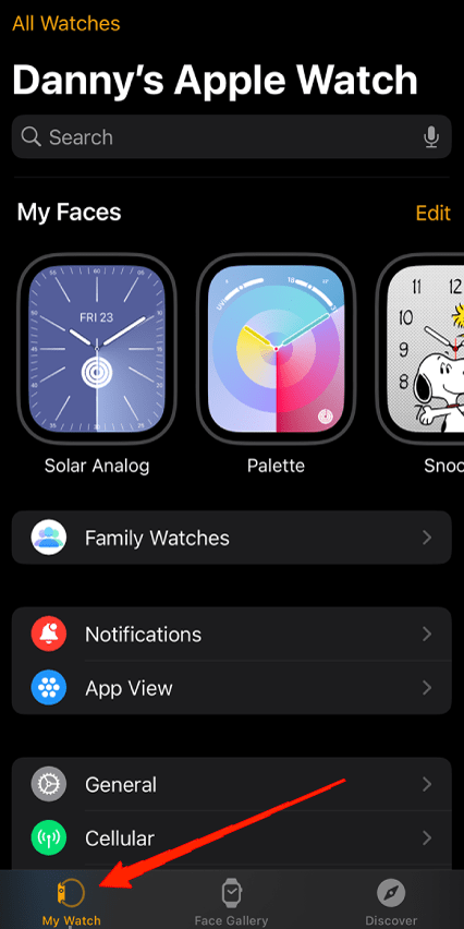 Launch the WatchApp on your iPhone.