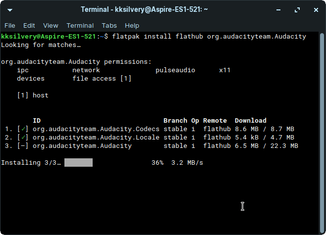 Let the Terminal fetch the package data and install it