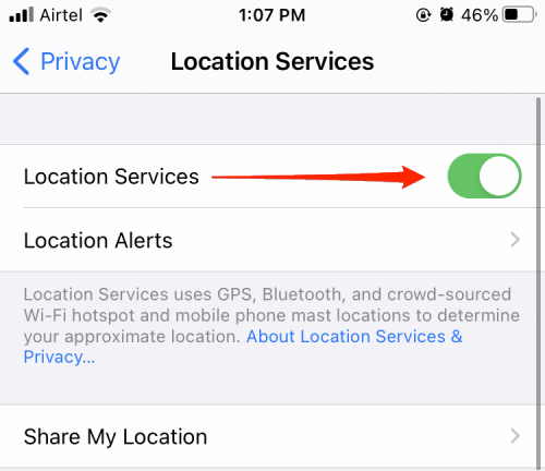 Check Location permissions