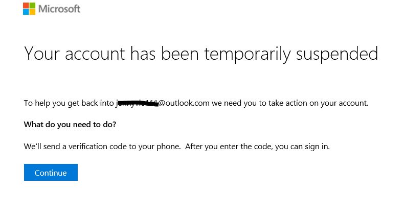 unlock MIcrosoft live account temporarily suspended