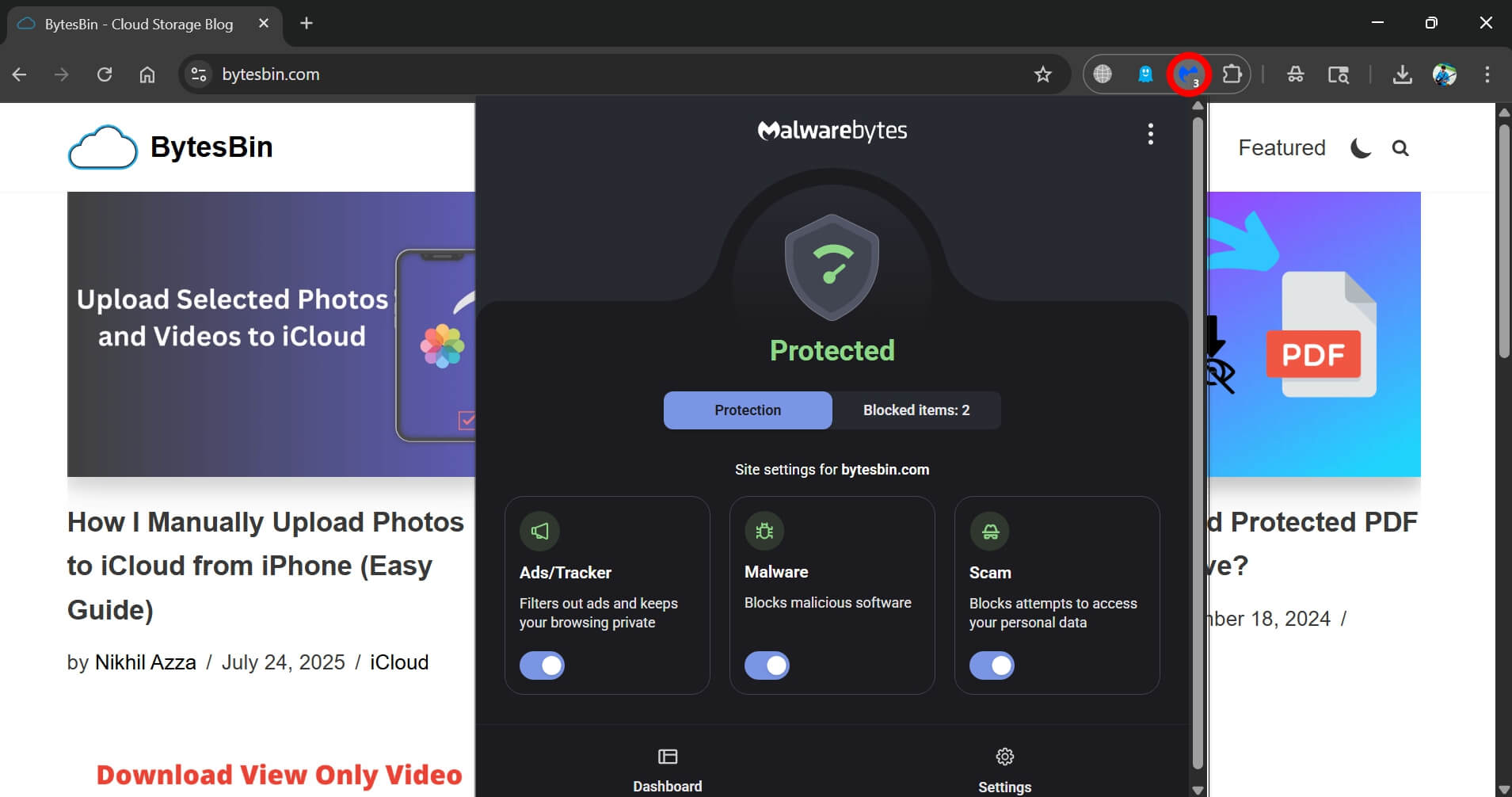 Malwarebytes browser guard Chrome extension