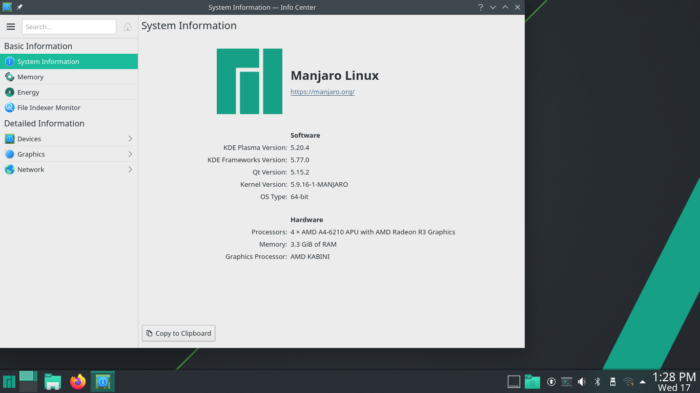Manjaro Linux System Information