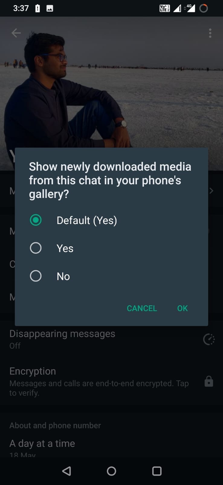 Media visibility and set the Default (Yes)