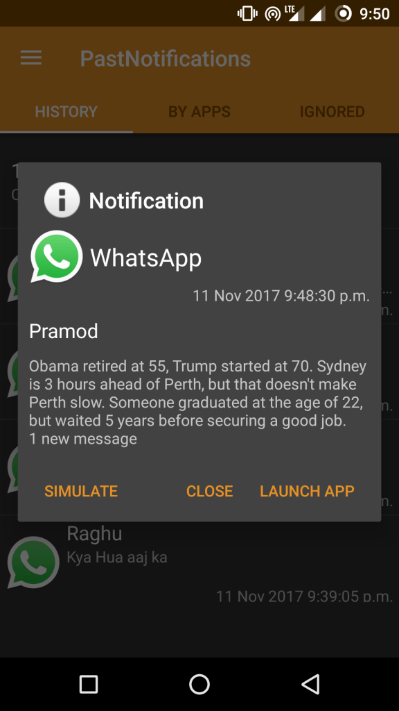 Message is Backup in the PastNotification Log