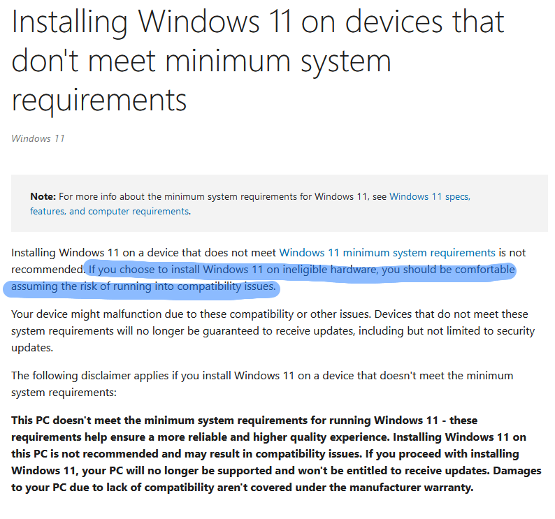 Microsoft On Windows 11 Unsupported Hardware