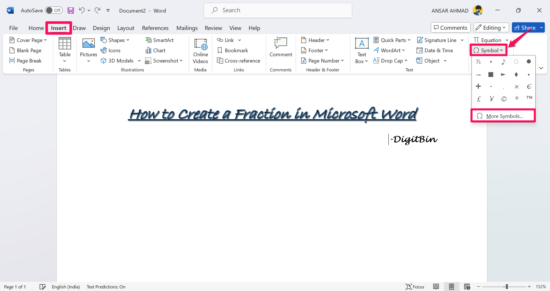 How to Make a Fraction in Microsoft Word