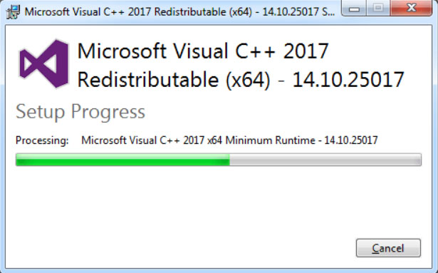Reinstall Visual C++ Redistributables