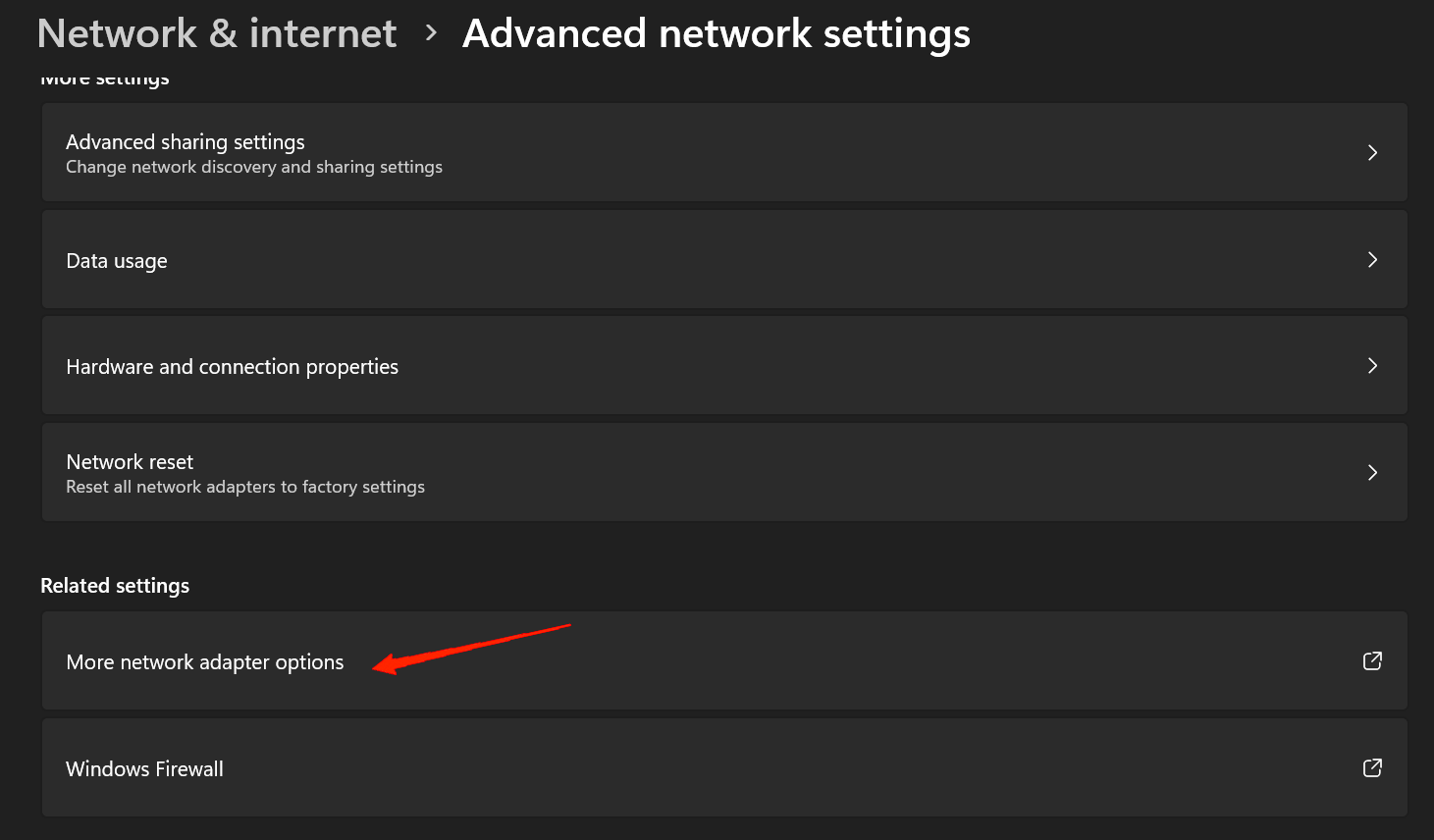 More Network Adapter Options