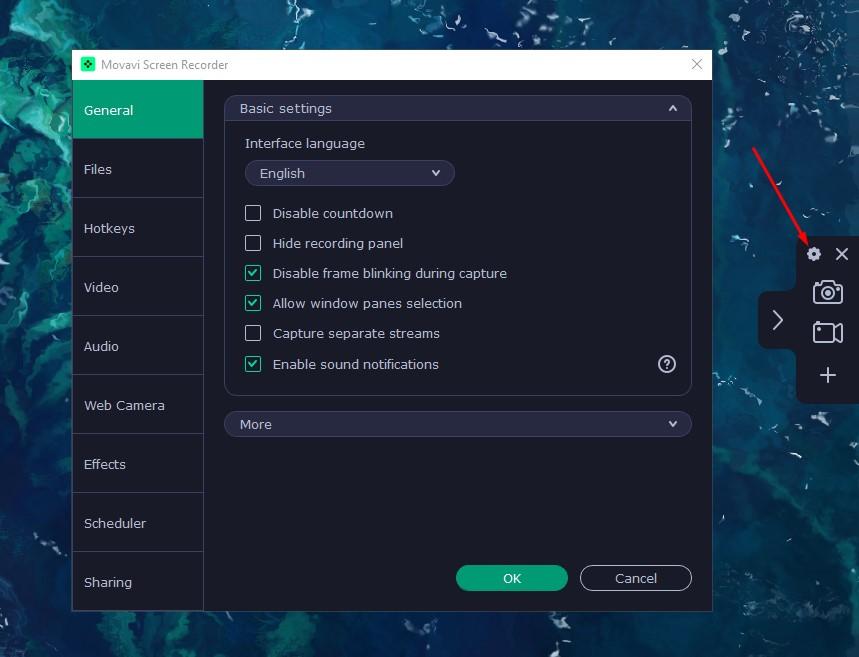 Movavi Screen recorder Settings
