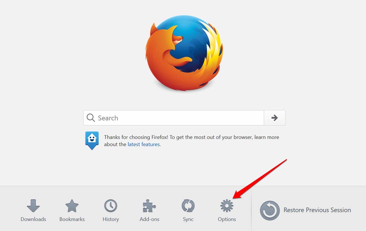 Mozilla Firefox options