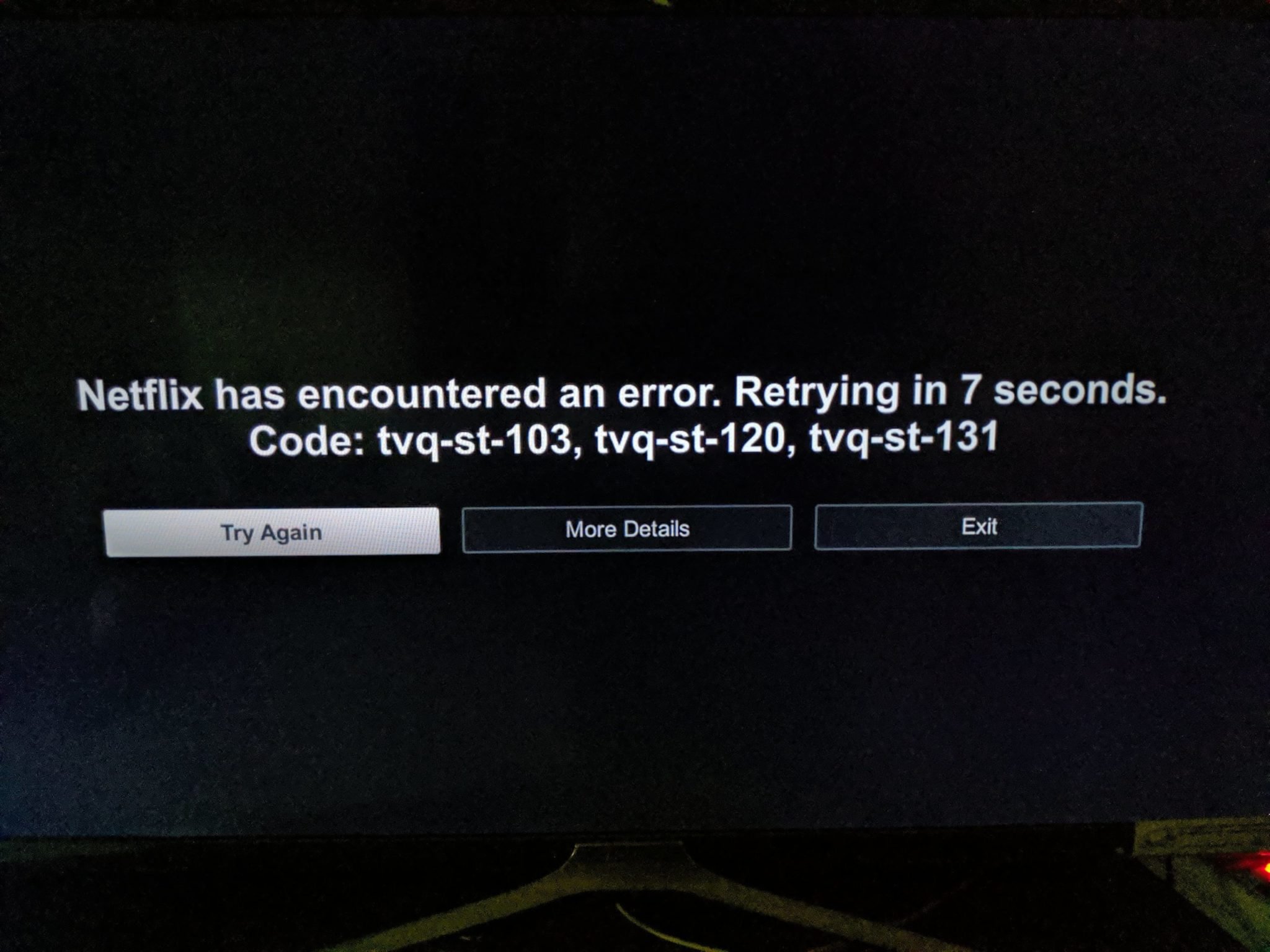 Can not connect to netflix tap to retry