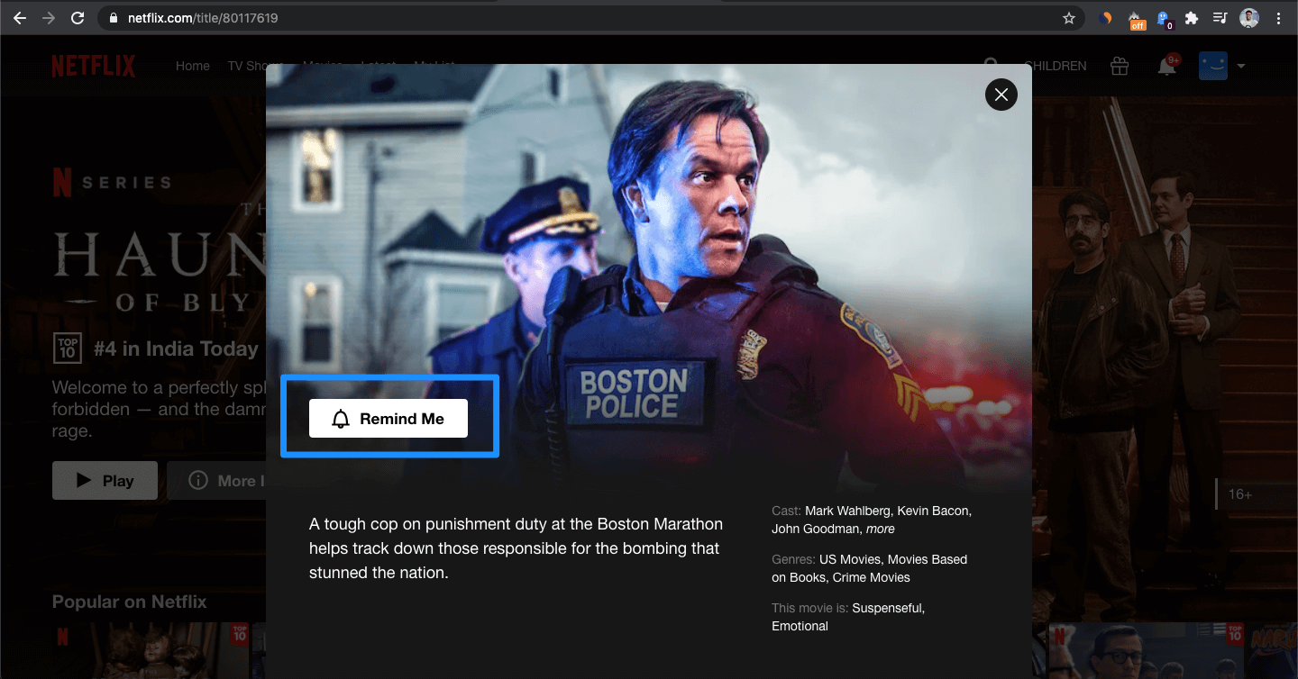 Netflix Remind Me