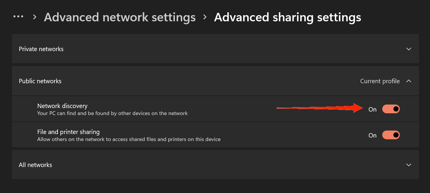 Enable Network Discovery Feature