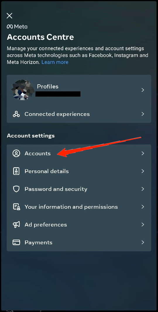 Next, select Accounts.