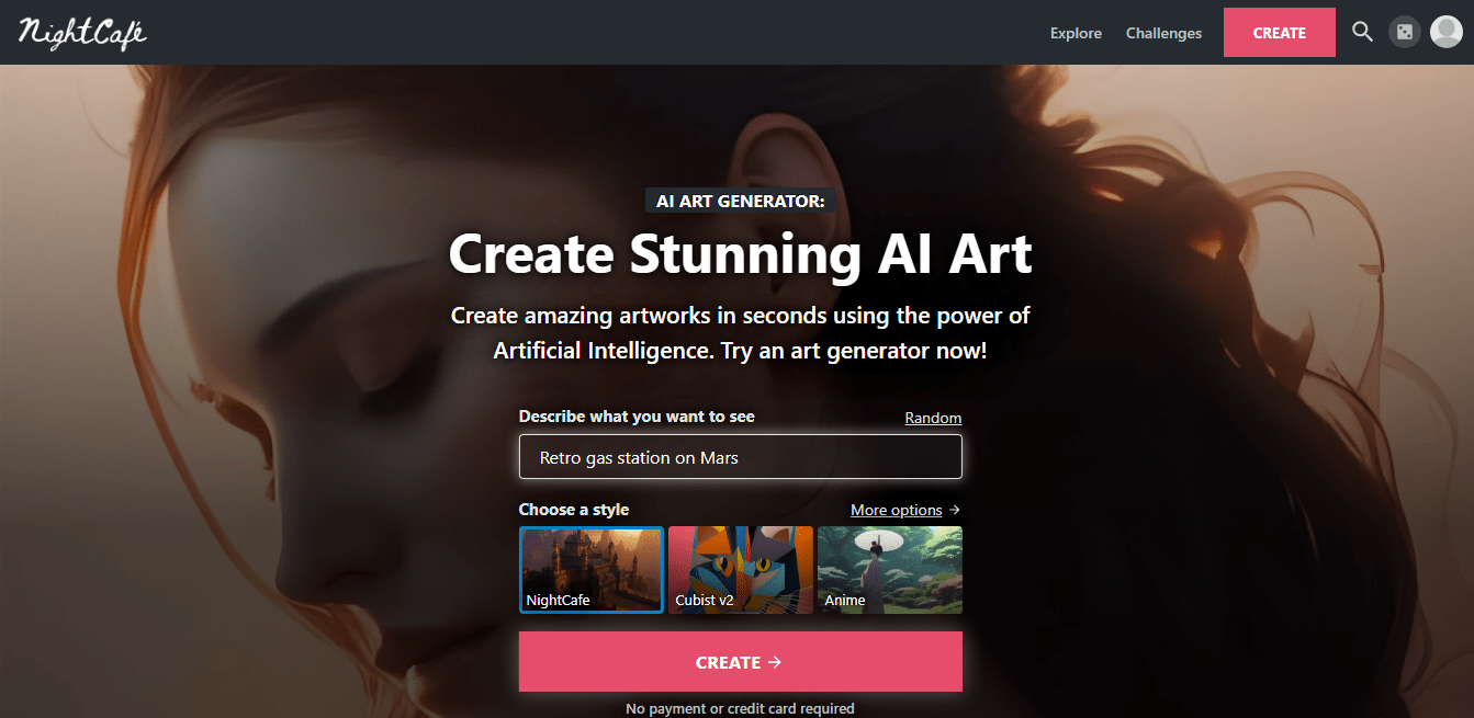 NightCafe AI Создайте искусство AI