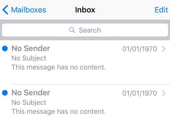 No subject error in Mail App