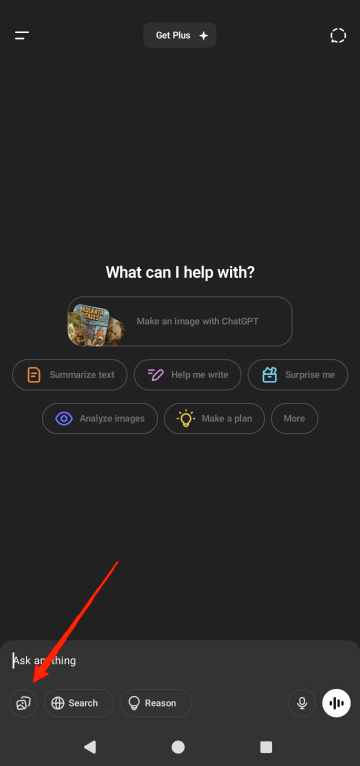 Now, sign in to your account. Once you are logged in, tap on the images icon at the bottom-left corner.