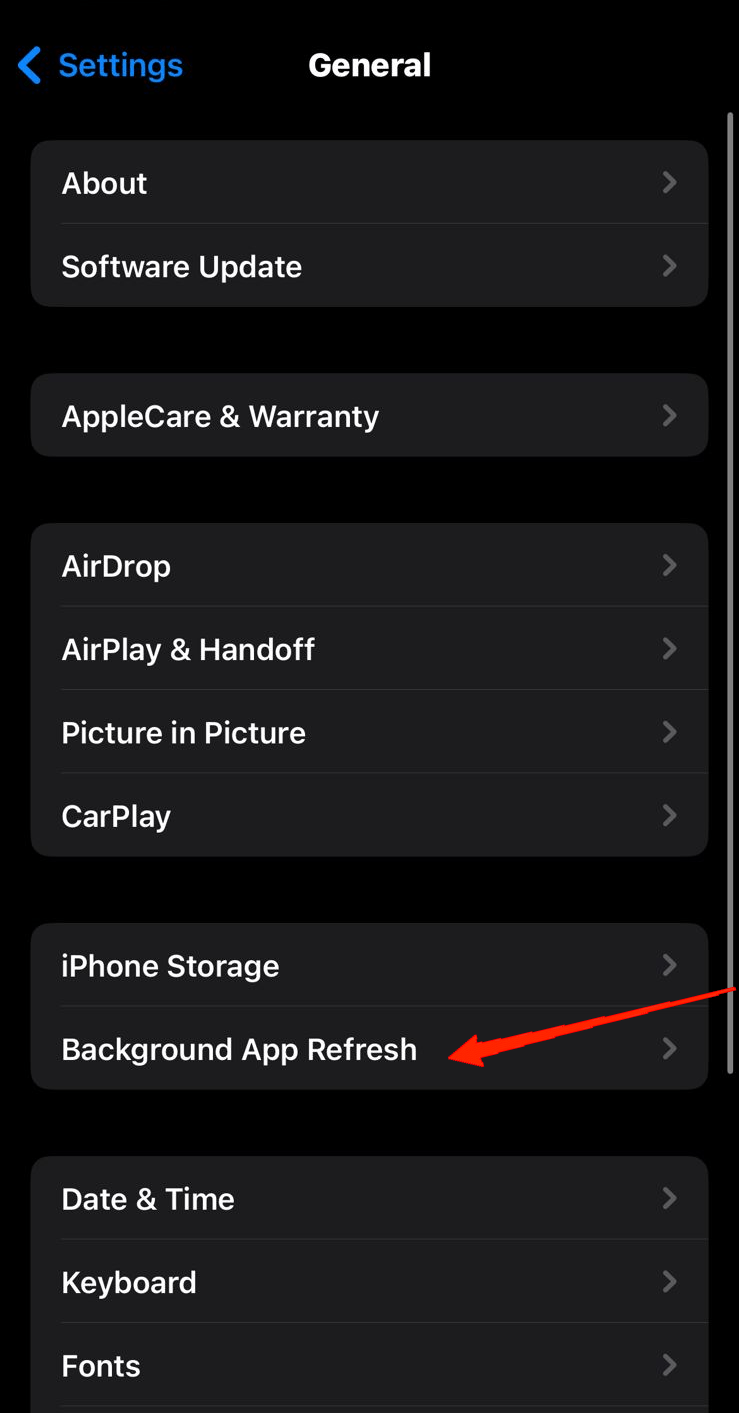 Now, tap on Background Refresh.