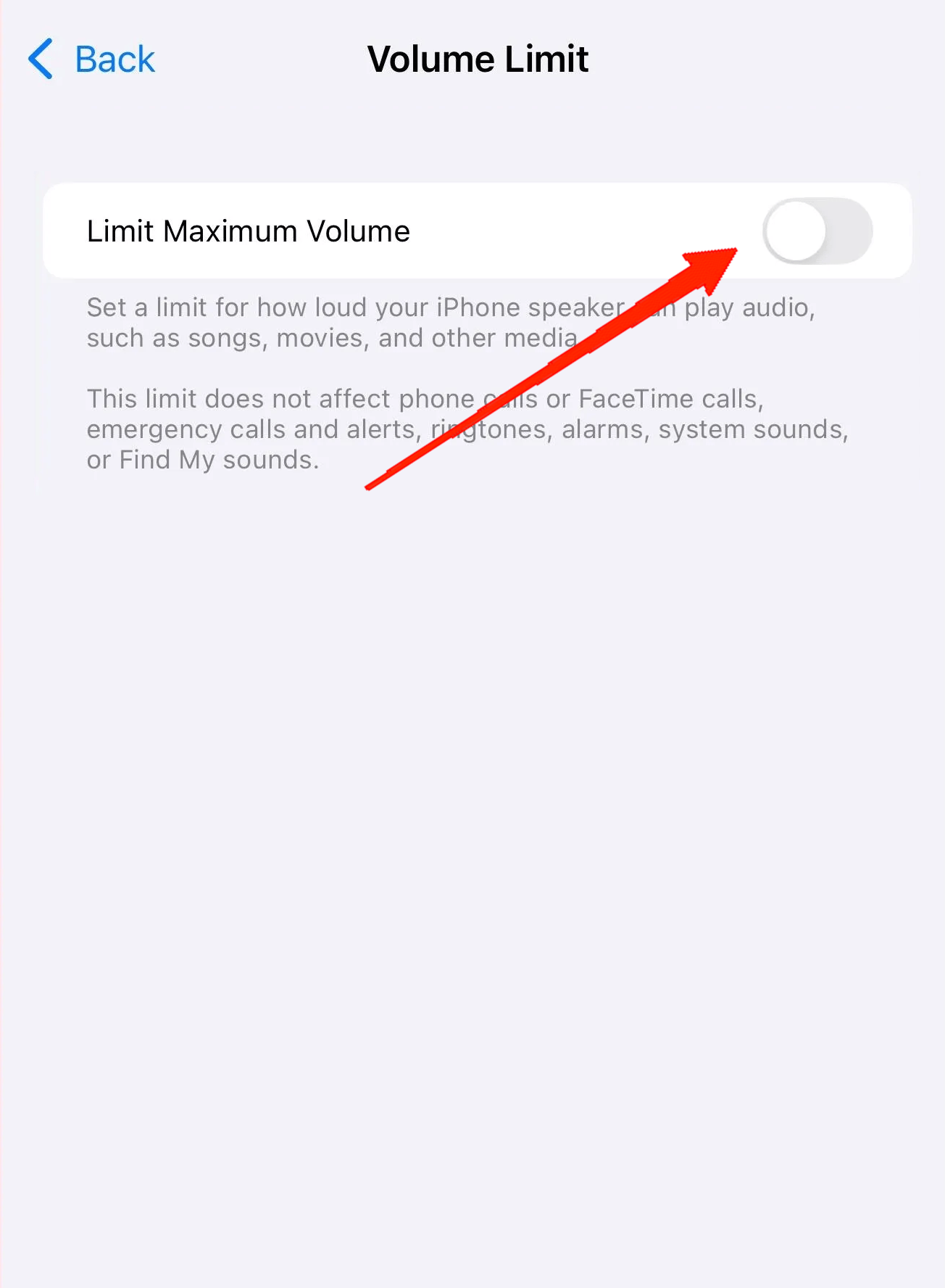 Now, turn on the toggle beside Limit Maximum Volume.