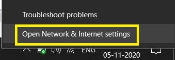 Open Network and Settings