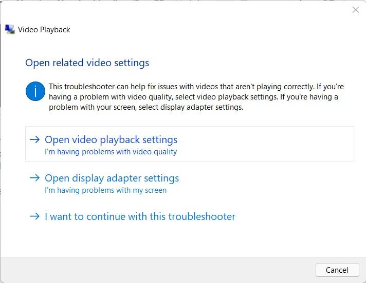 Open related video settings