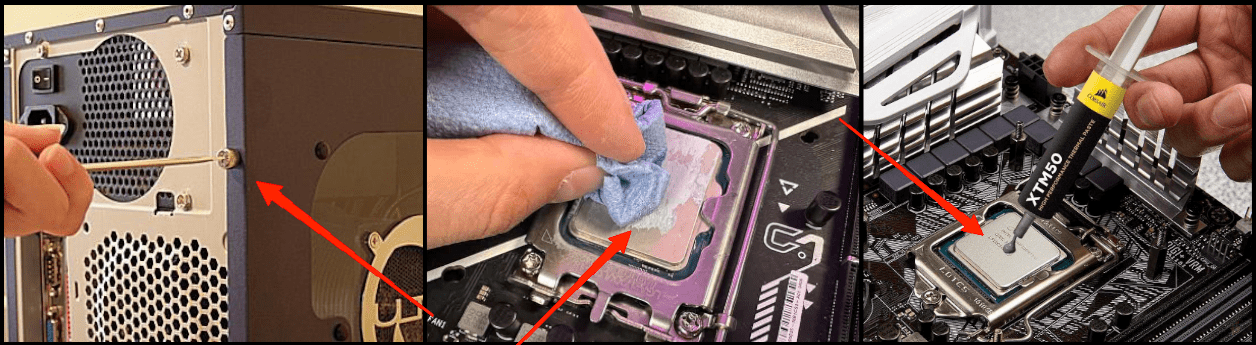Open the CPU heatsink compartment and clean the area using dry tissue paper.