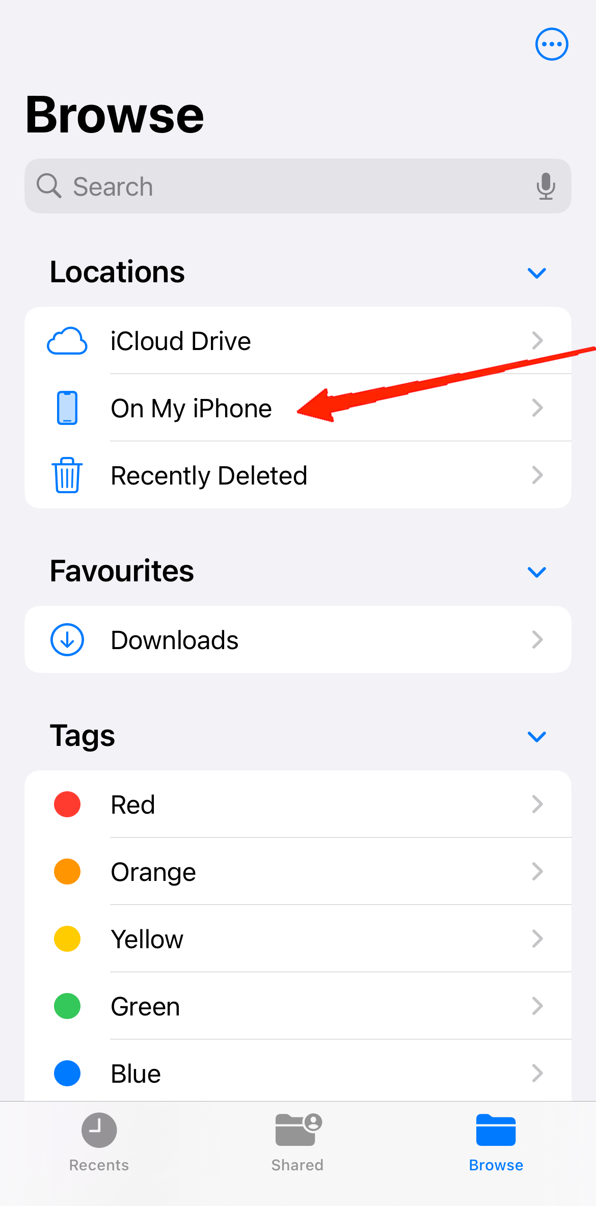 Open the Files app and navigate to the On My iPhone Section.
