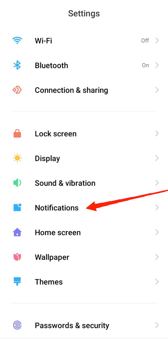 Open the Settings app & go to Notifications
