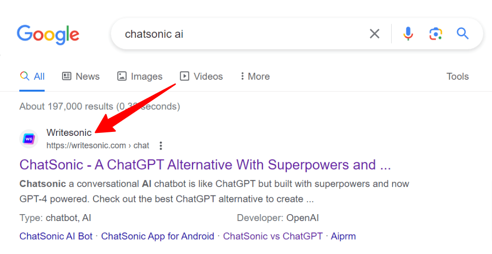Open your web browser and type “ChatSonic.ai”