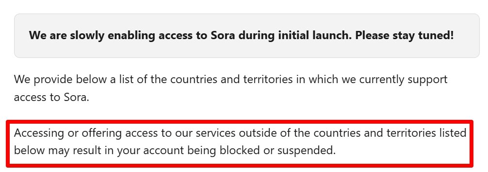 OpenAI sora supported countries