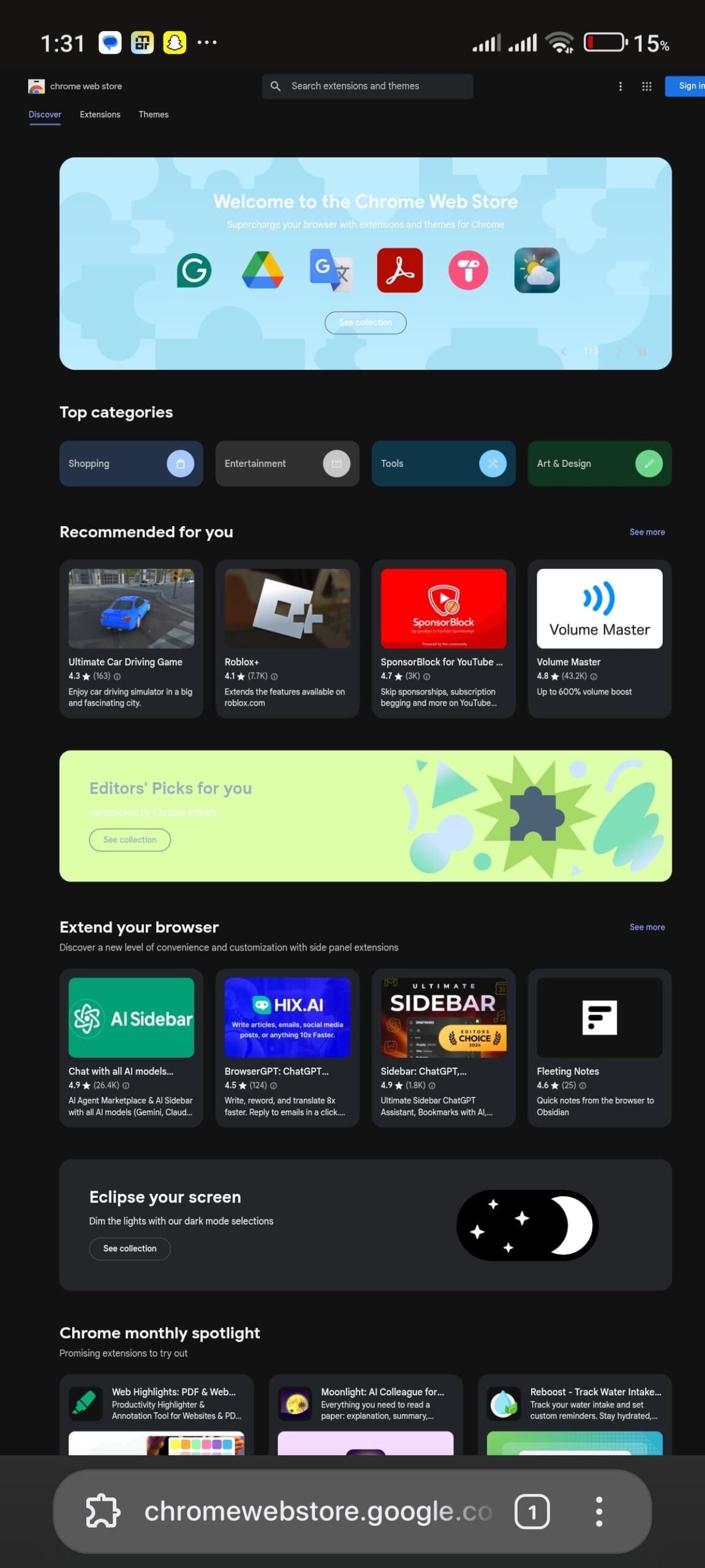 Open the Chrome Web Store