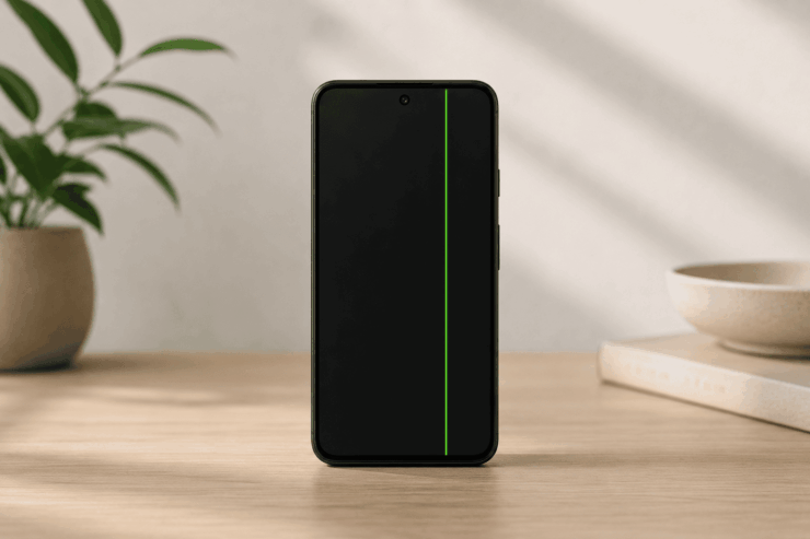 Pixel Phone with a green line