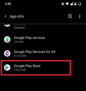 Play Store in All Apps