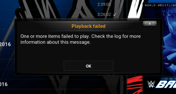 Playback failed, items failed to play