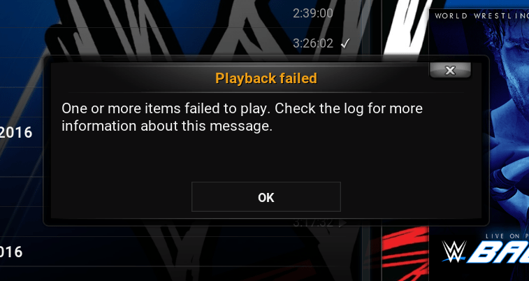 Playback failed, items failed to play