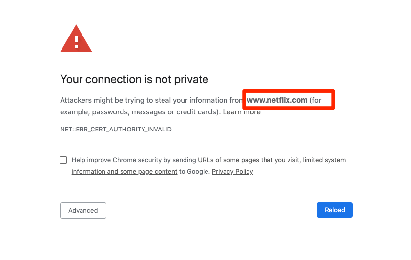 Privacy error on Netflix on desktop
