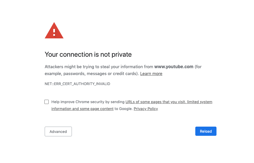 Privacy error on YouTube.com after blocking on Router