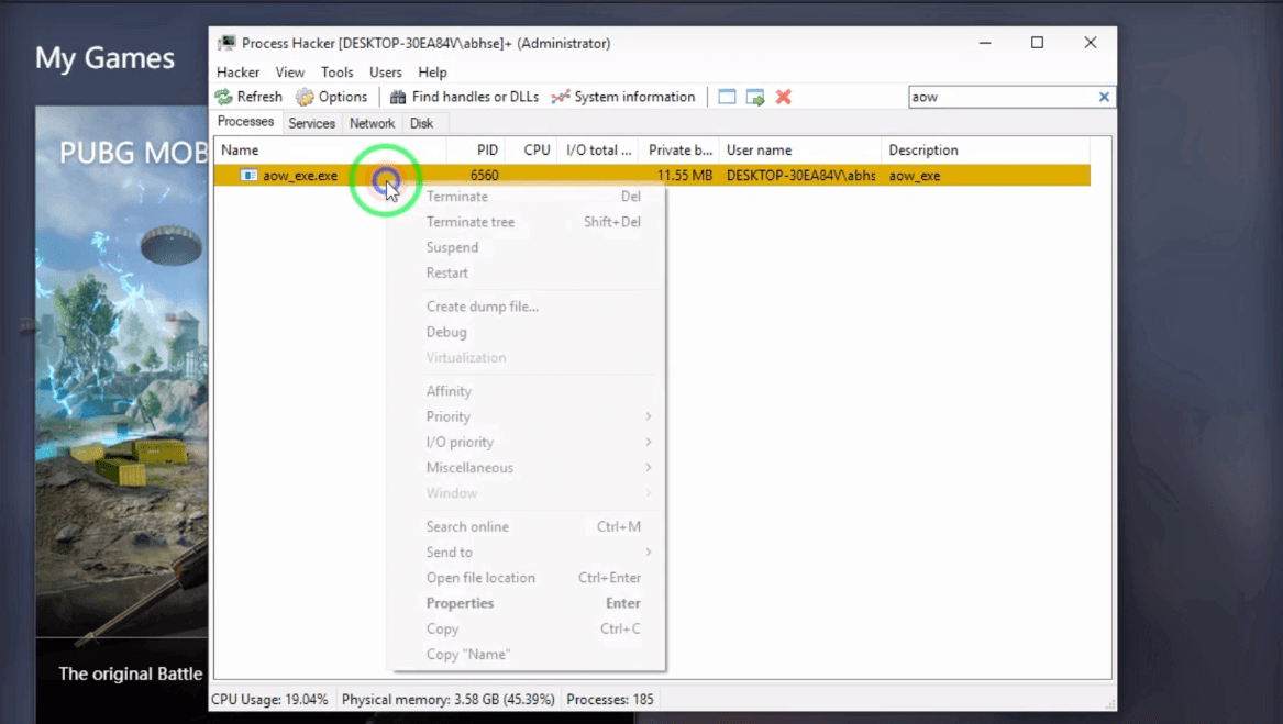 Process hacker Fix PUBG