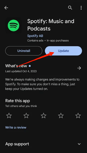Re-install Or Update Spotify App